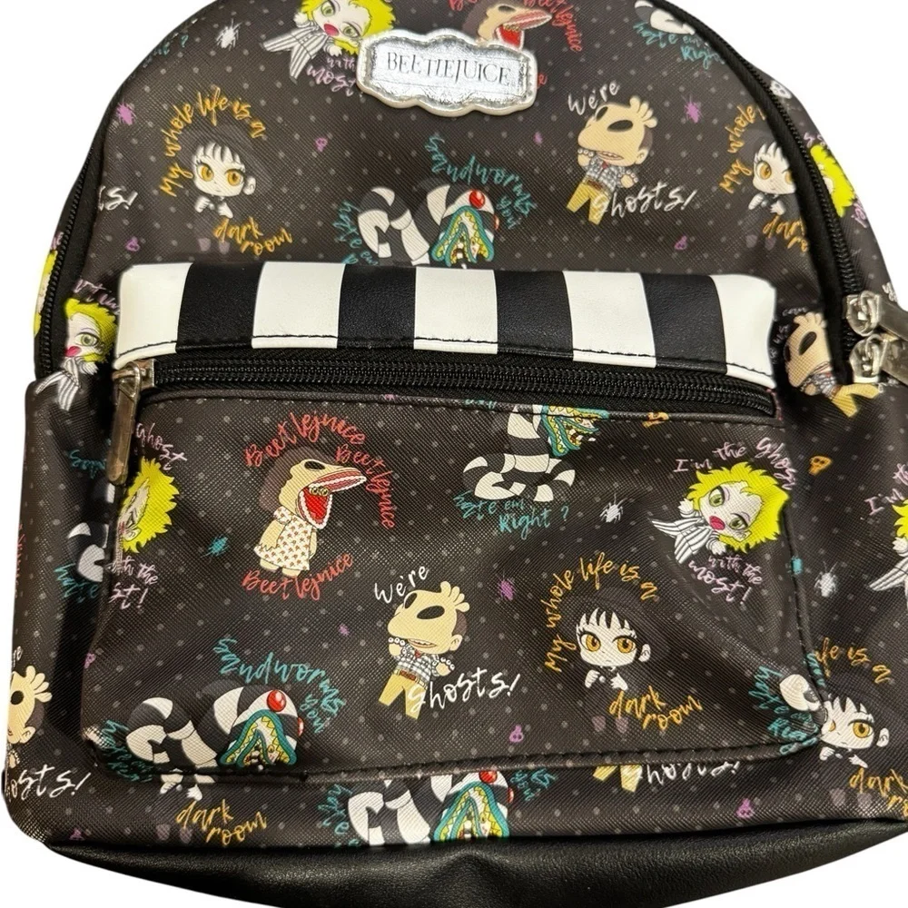 Loungefly Beetlejuice Black and White Backpack